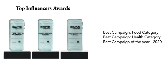 Top Influencers Awards: Best Campaign in Food, Best Campaign in Health, and Best Campaign of the Year 2020